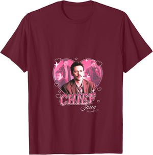 Women's Twilight Chief Charlie Swan Hearts Dad Crush Movie V-Neck T-Shirt - T-Shirt | Maroon