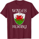 Wales Rugby T Shirt Welsh Flag CYMRU Gift T-Shirt - T-Shirt | Maroon