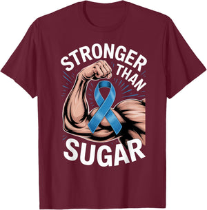 Workout Fitness Stronger Than Sugar Diabetes Awareness Crew T-Shirt - T-Shirt | Maroon