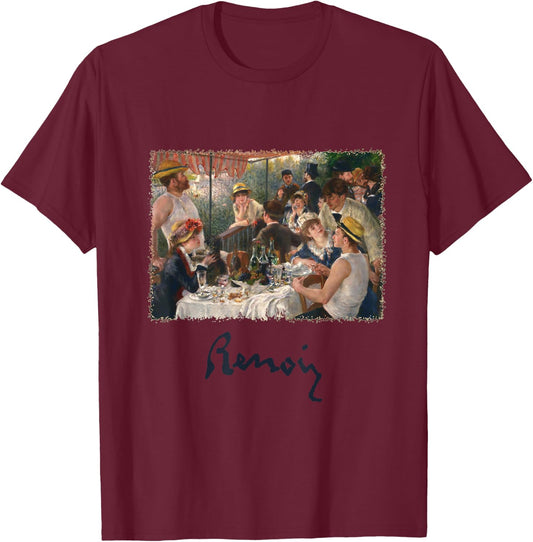Luncheon of the Boating Party by Pierre-Auguste Renoir T-Shirt - T-Shirt | Maroon