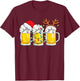 Beer Christmas Mug Santa Reinbeer Xmas Tree Lights Men Women T-Shirt - T-Shirt | Maroon