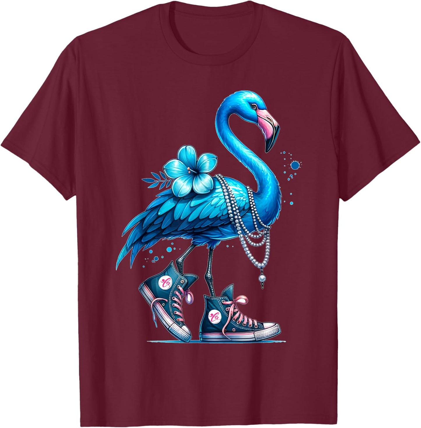 Flamingo Chucks And Pearls Comma La Kamala 2024 T-Shirt - T-Shirt | Maroon