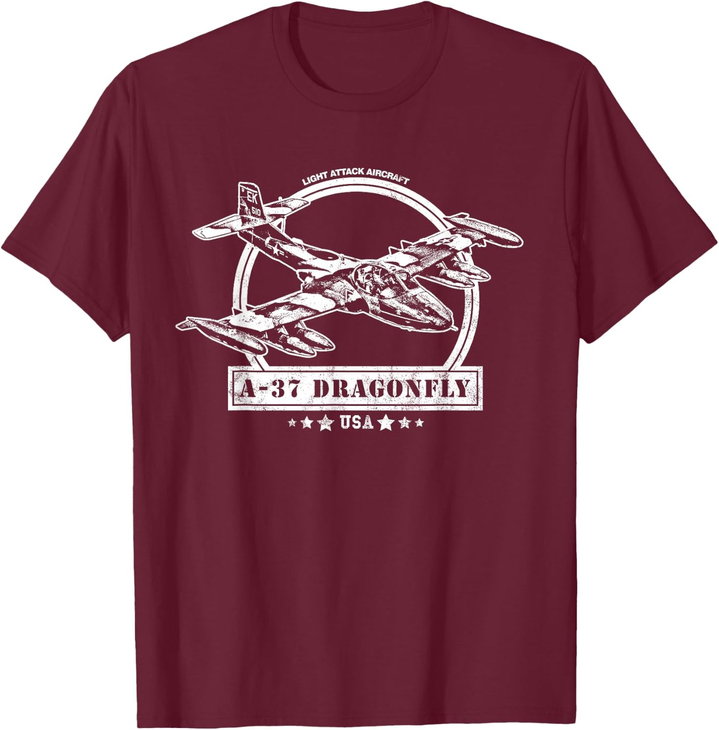 Military Vehicles & Gifts A-37 Dragonfly Aircraft T-Shirt - T-Shirt | Maroon