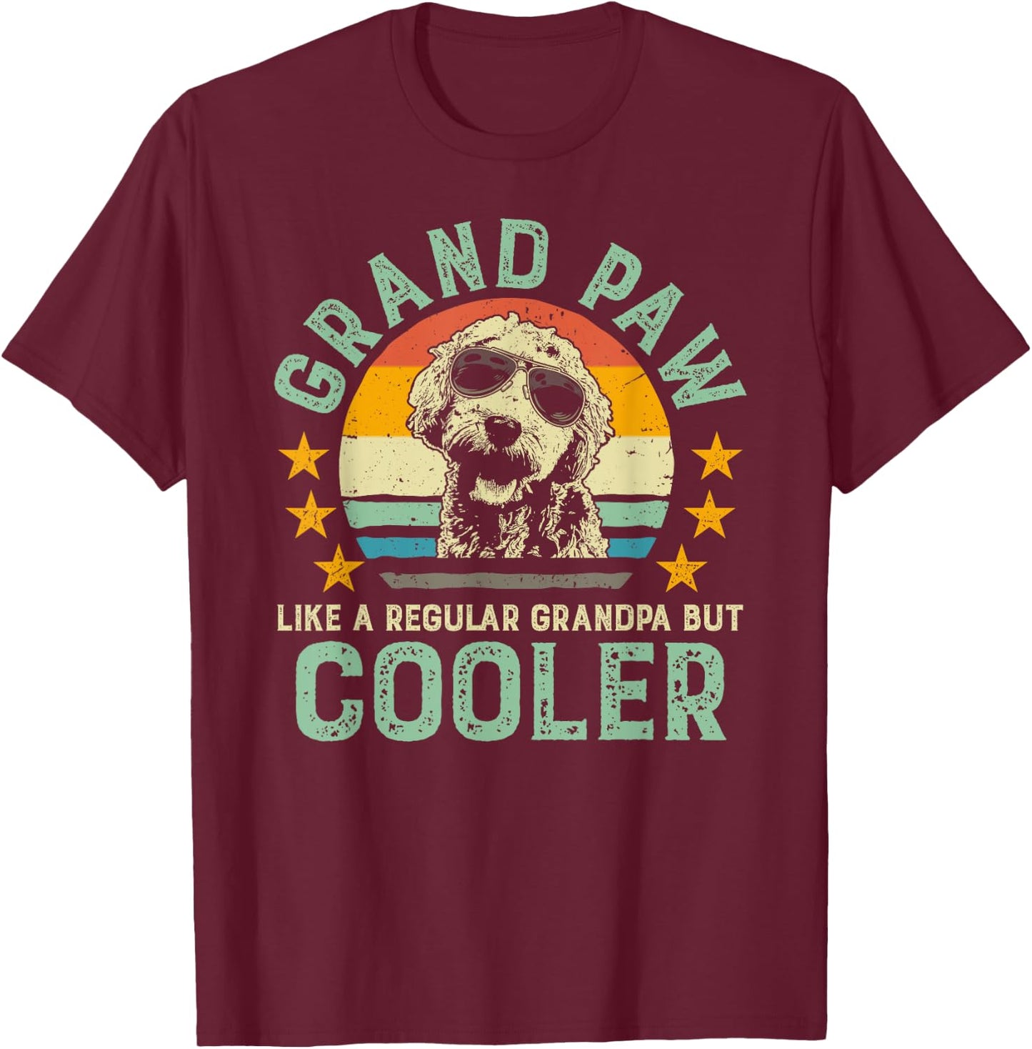 Grand Paw Like Regular Grandpa But Cooler Doodle Lover Shirt T-Shirt - T-Shirt | Maroon