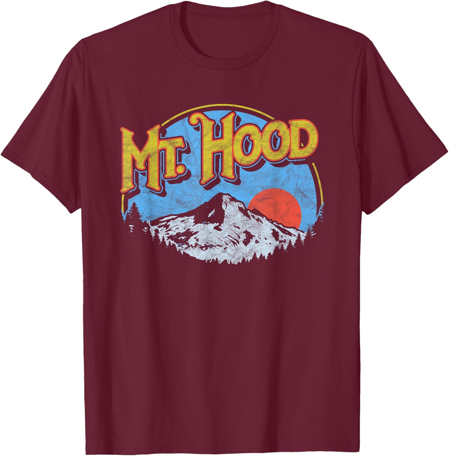 Vintage Mt Hood Oregon Nature & Outdoors Retro Graphic T-Shirt - T-Shirt | Maroon
