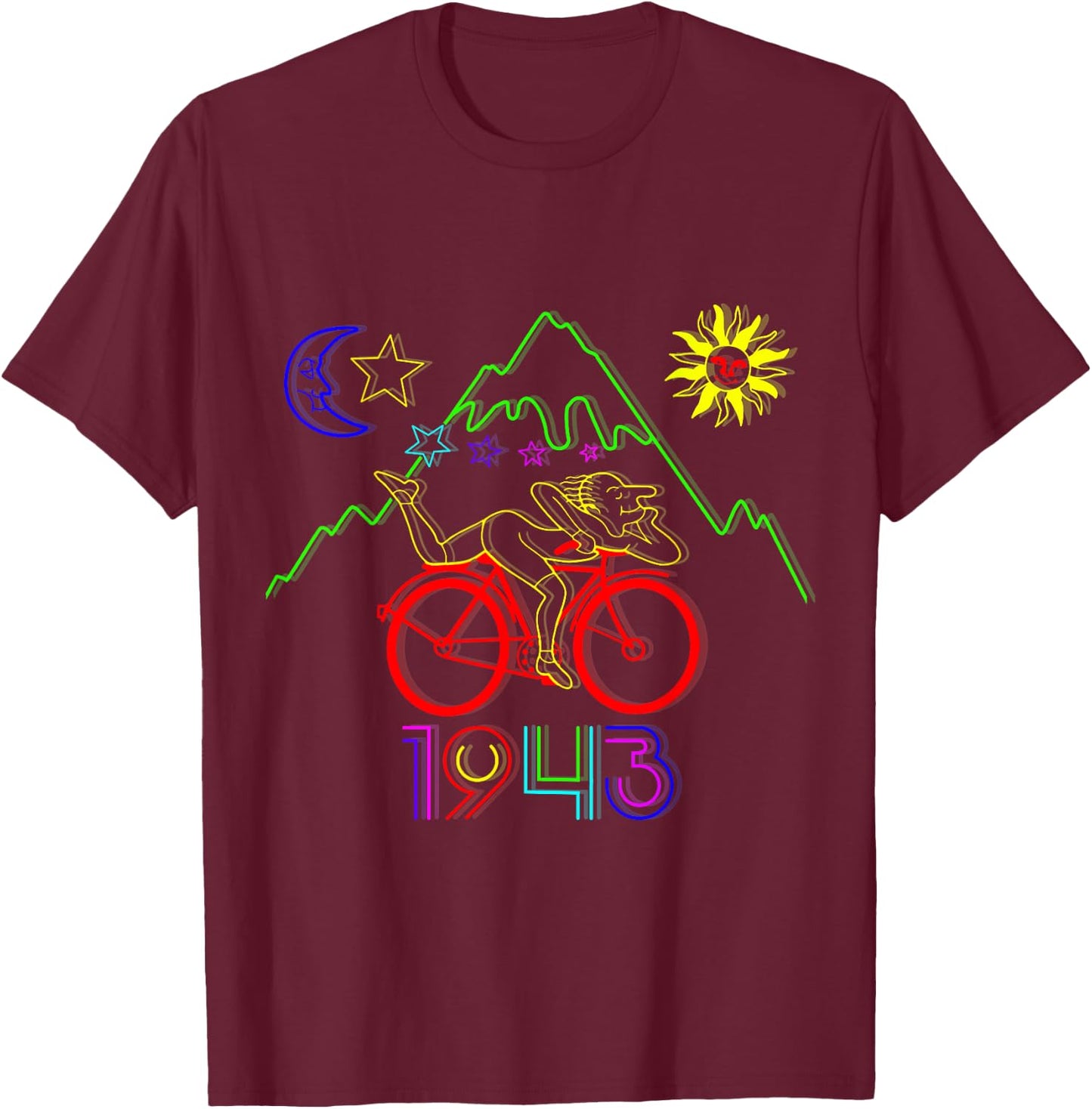 Bicycle Day 1943 LSD Creator Acid Trip T Shirt T-Shirt - T-Shirt | Maroon