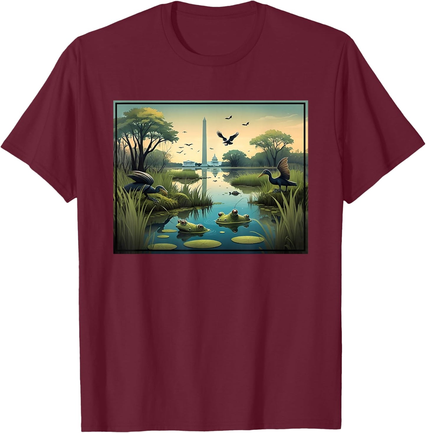 US Capitol Swamp - Drain the Washington DC Swampland T-Shirt - T-Shirt | Maroon