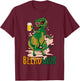 Beerosaur Dinosaur Drinking Beer - Funny Beerosaurus T-Shirt - T-Shirt | Maroon