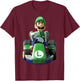 Nintendo Mario Kart Luigi Driving Fast Graphic T-Shirt - T-Shirt | Maroon