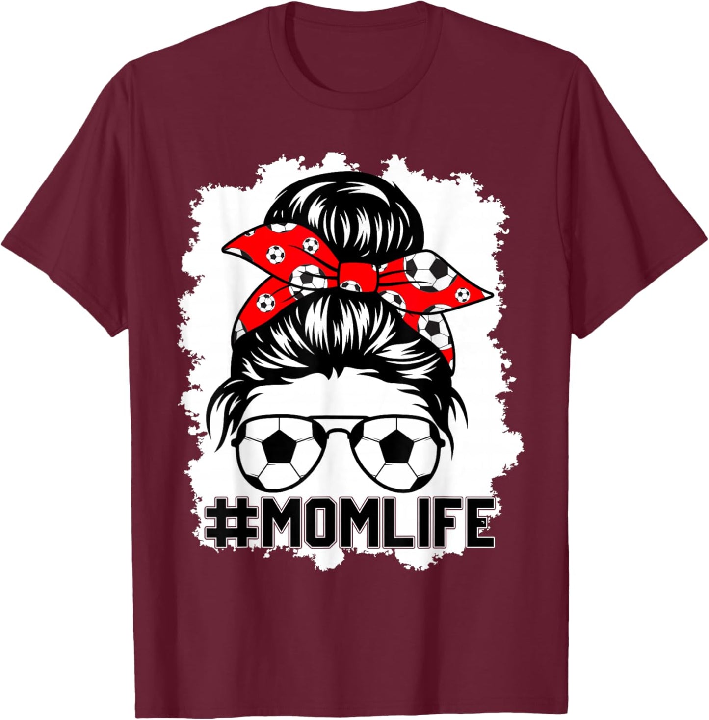 Soccer Mom Messy Bun Life Hair Glasses Mother's Day Women T-Shirt - T-Shirt | Maroon