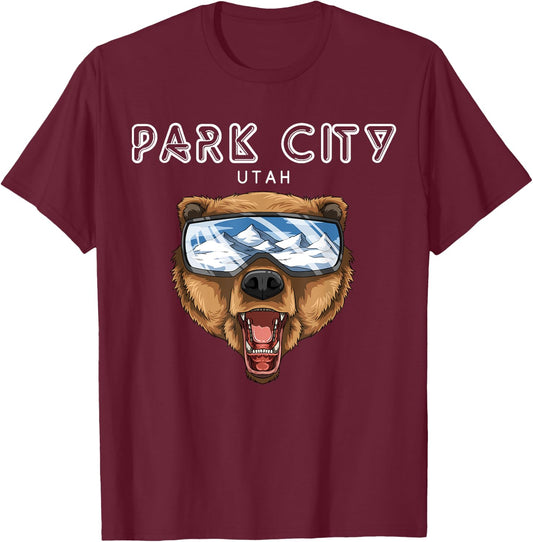 Park City Utah - USA Grizzly Ski Resort 80s Retro Gift T-Shirt - T-Shirt | Maroon