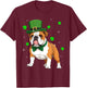 Shamrock Leprechaun Hat English Bulldog St Patrick's Day Men Women Kids T-Shirt - T-Shirt | Maroon