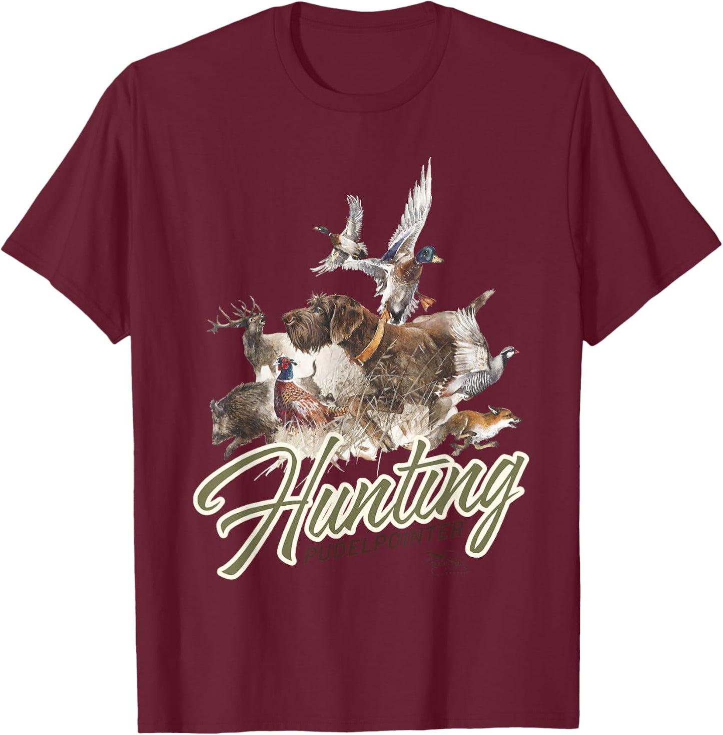 Pudelpointer Hunting Dog Men Women Girls Kids T-Shirt - T-Shirt | Maroon