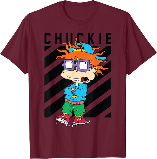 Black Taping Cool "Chuckie" With Baseball Hat T-Shirt - T-Shirt | Maroon