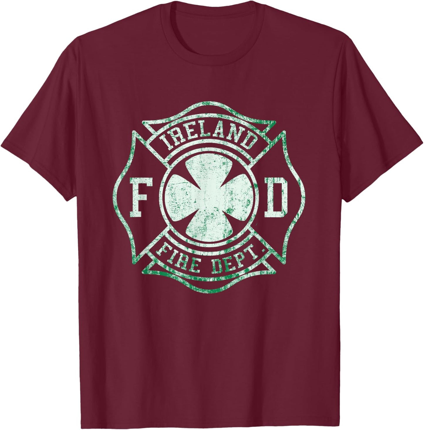 Ireland Fire Department Irish Firefighter T Shirt T-Shirt - T-Shirt | Maroon