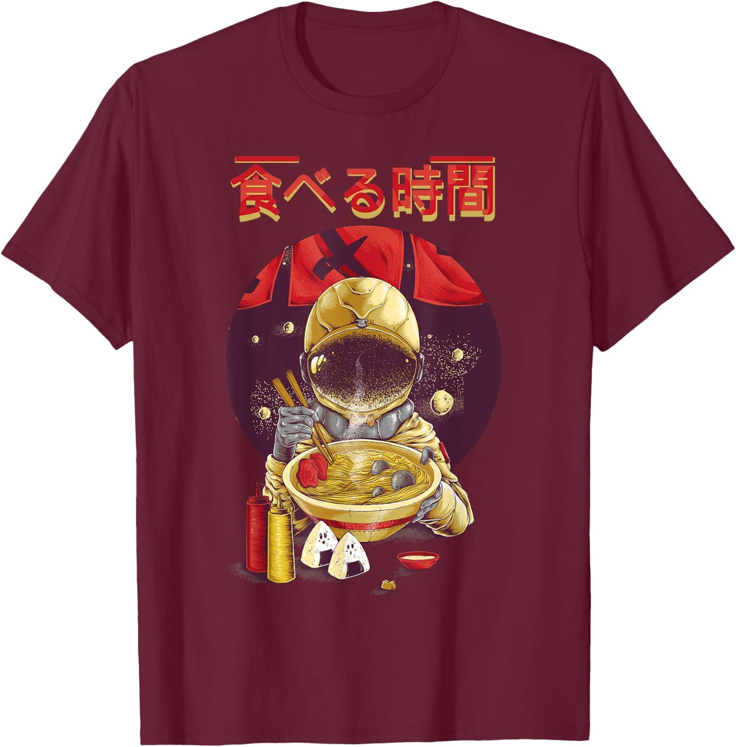 Ramen Astronaut Vintage Kawaii Otaku Japanese Noodles Gift T-Shirt - T-Shirt | Maroon