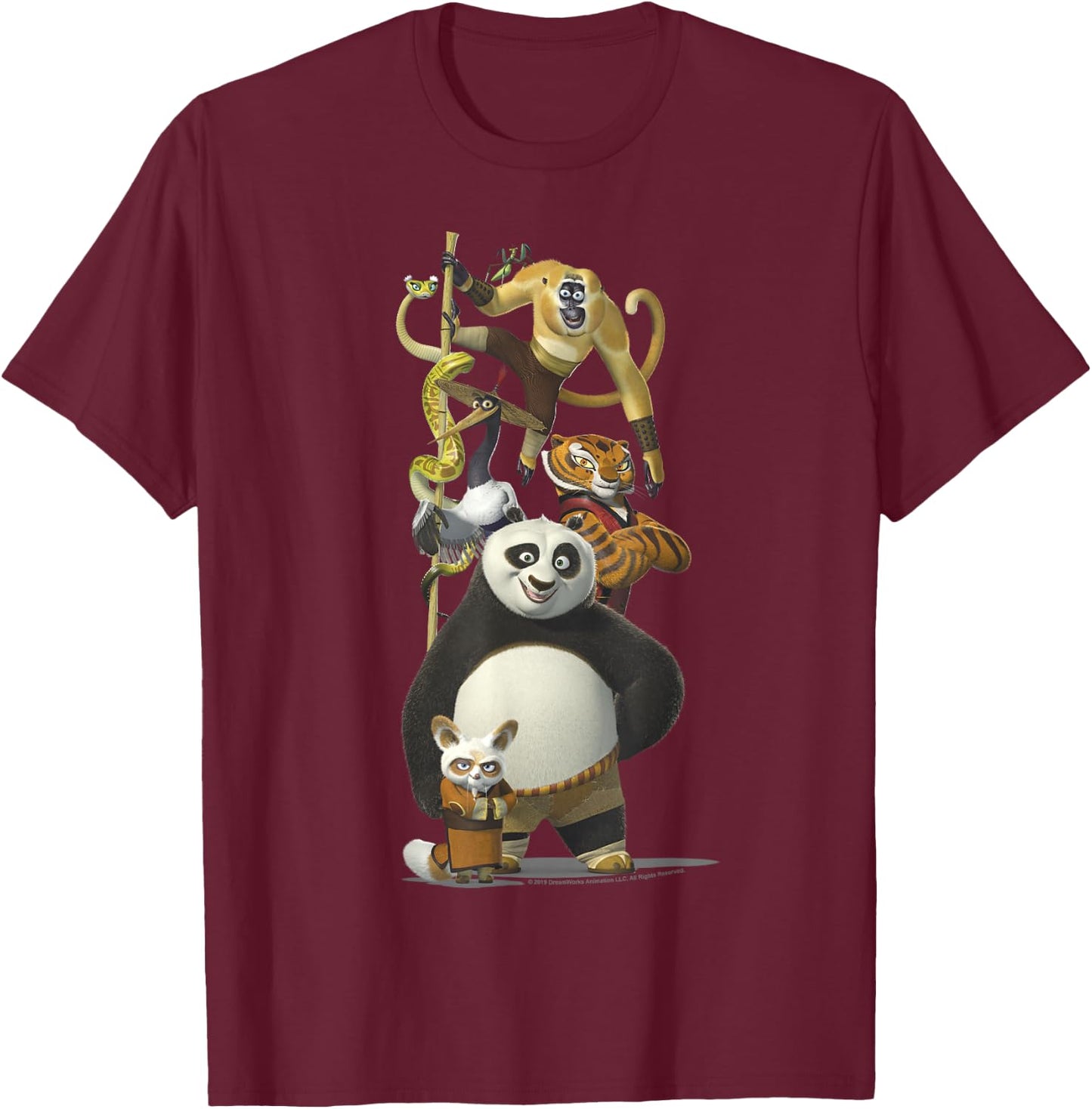 Kung Fu Panda Po and The Furious Five Portrait T-Shirt - T-Shirt | Maroon