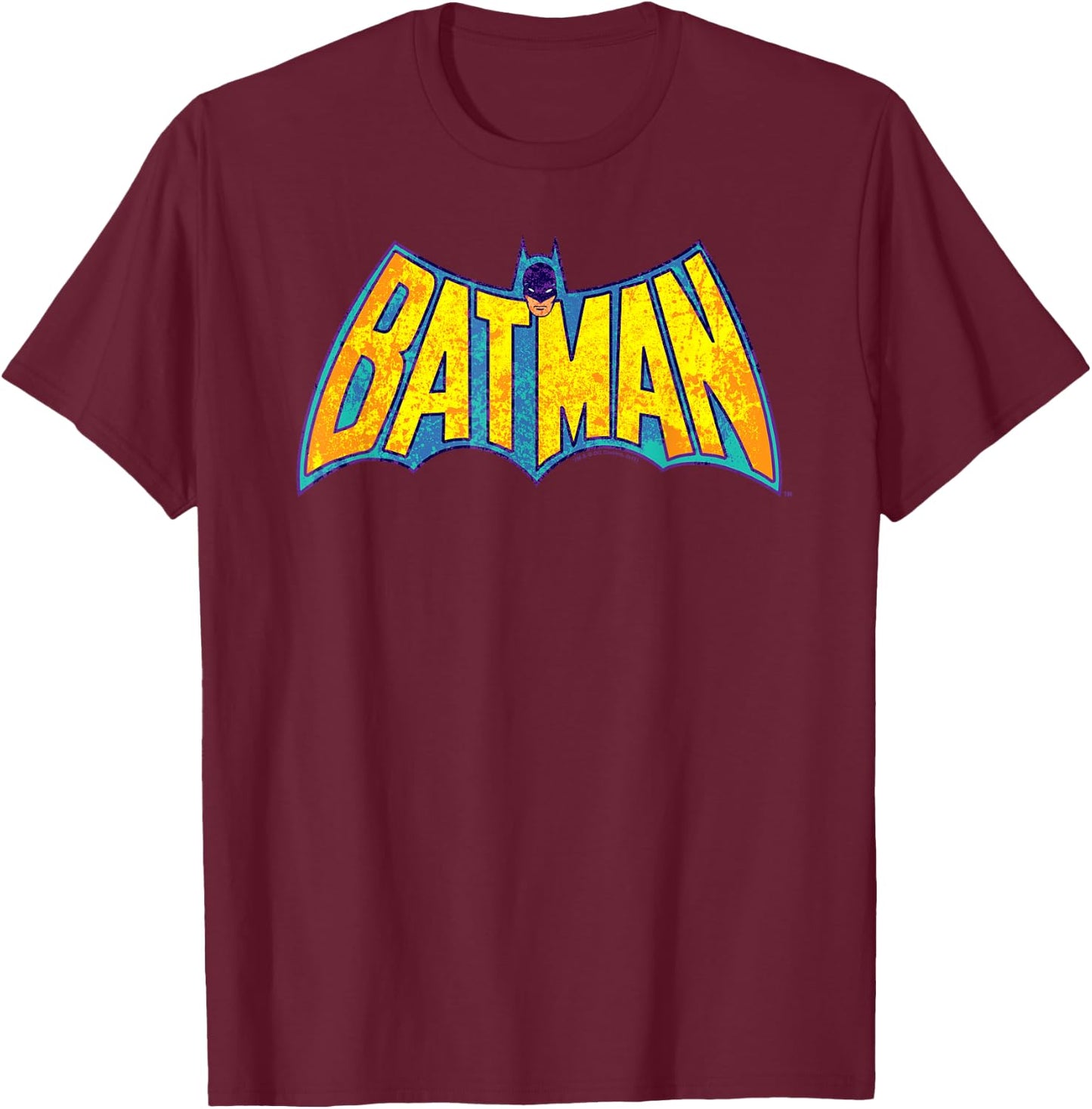 Batman Neon Distress Logo T-Shirt - T-Shirt | Maroon