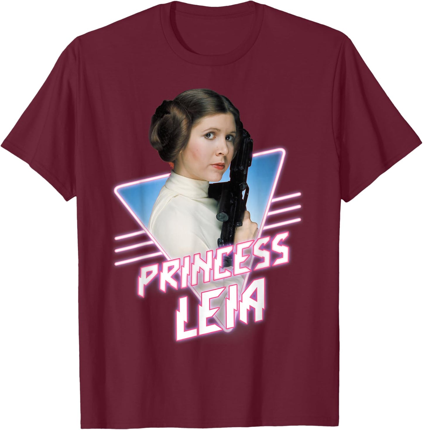 Star Wars Princess Leia Retro 80s Grid Badge Graphic T-Shirt - T-Shirt | Maroon