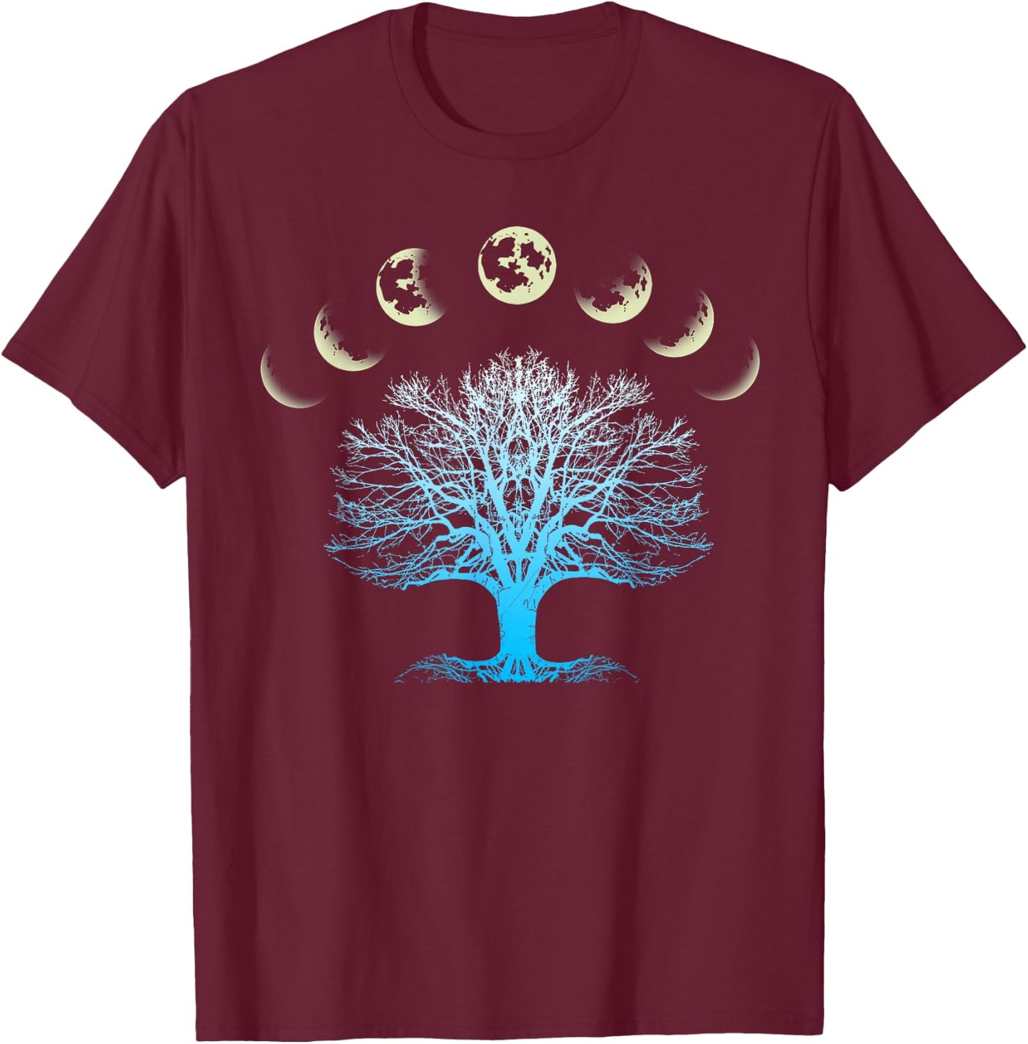 Tree Of Life Spiritual Shirt Moonphases for Yoga T-Shirt - T-Shirt | Maroon