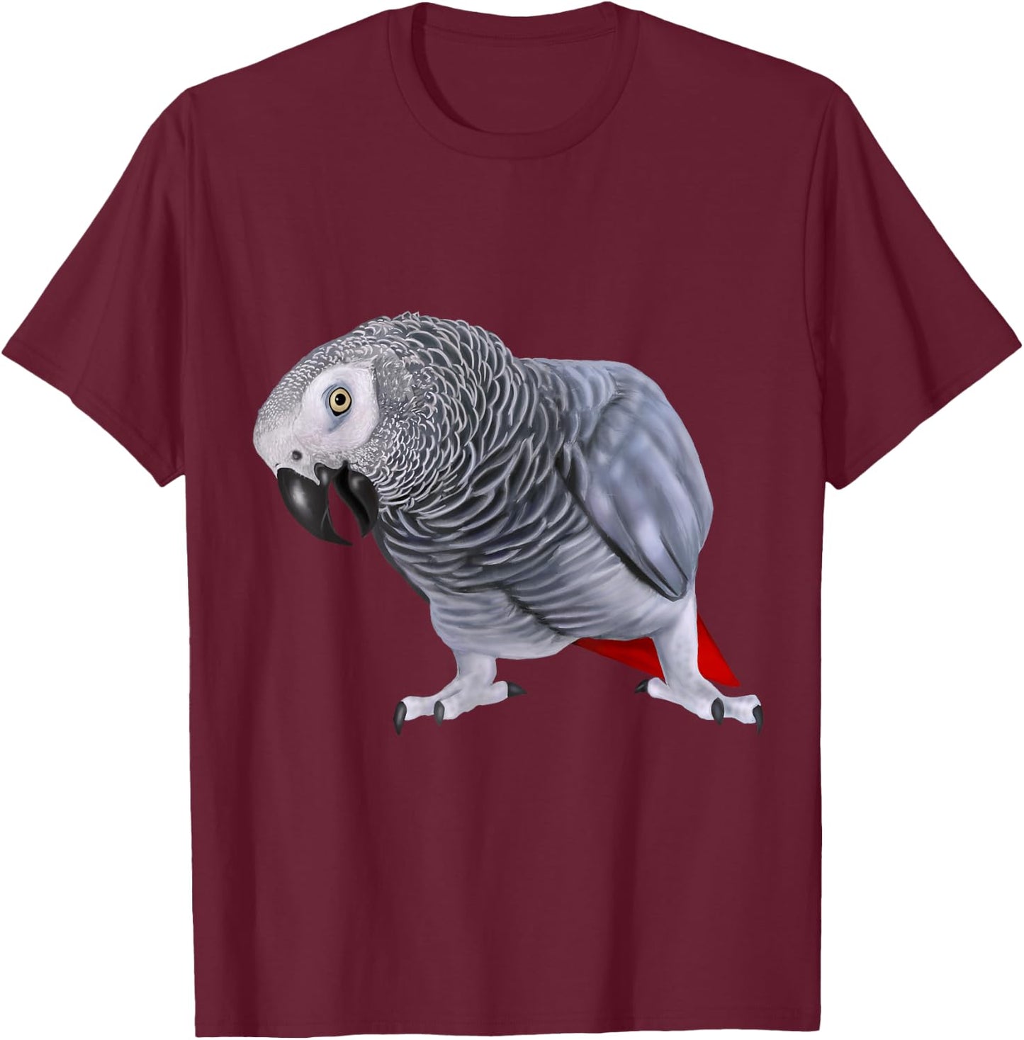 African Grey Parrot Bird T-Shirt - T-Shirt | Maroon