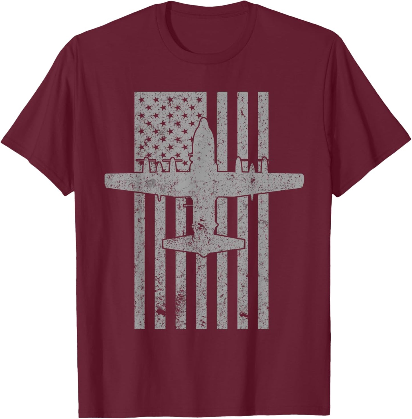 AC-130 Spectre Spooky Gunship Airplane Vintage Flag T-Shirt - T-Shirt | Maroon