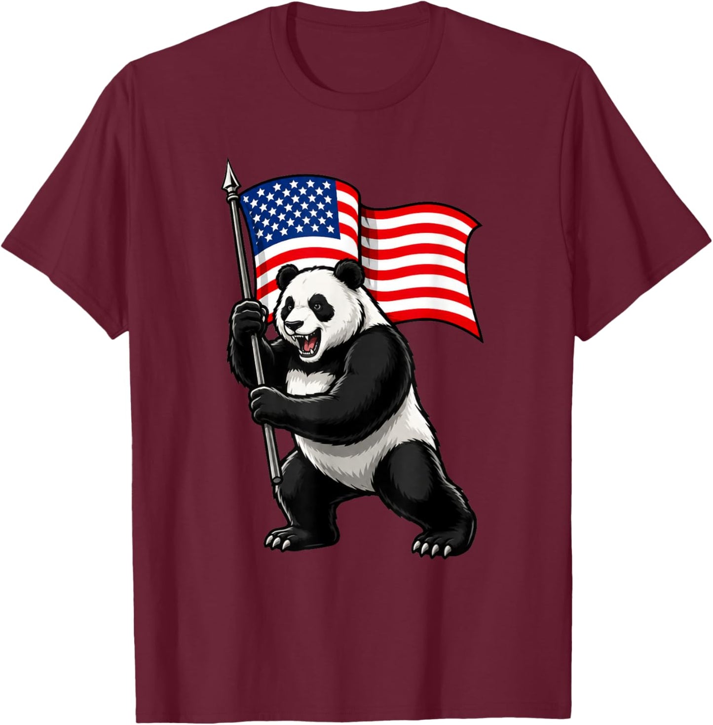 American Flag Panda Bear 4th of July T-Shirt - T-Shirt | Maroon