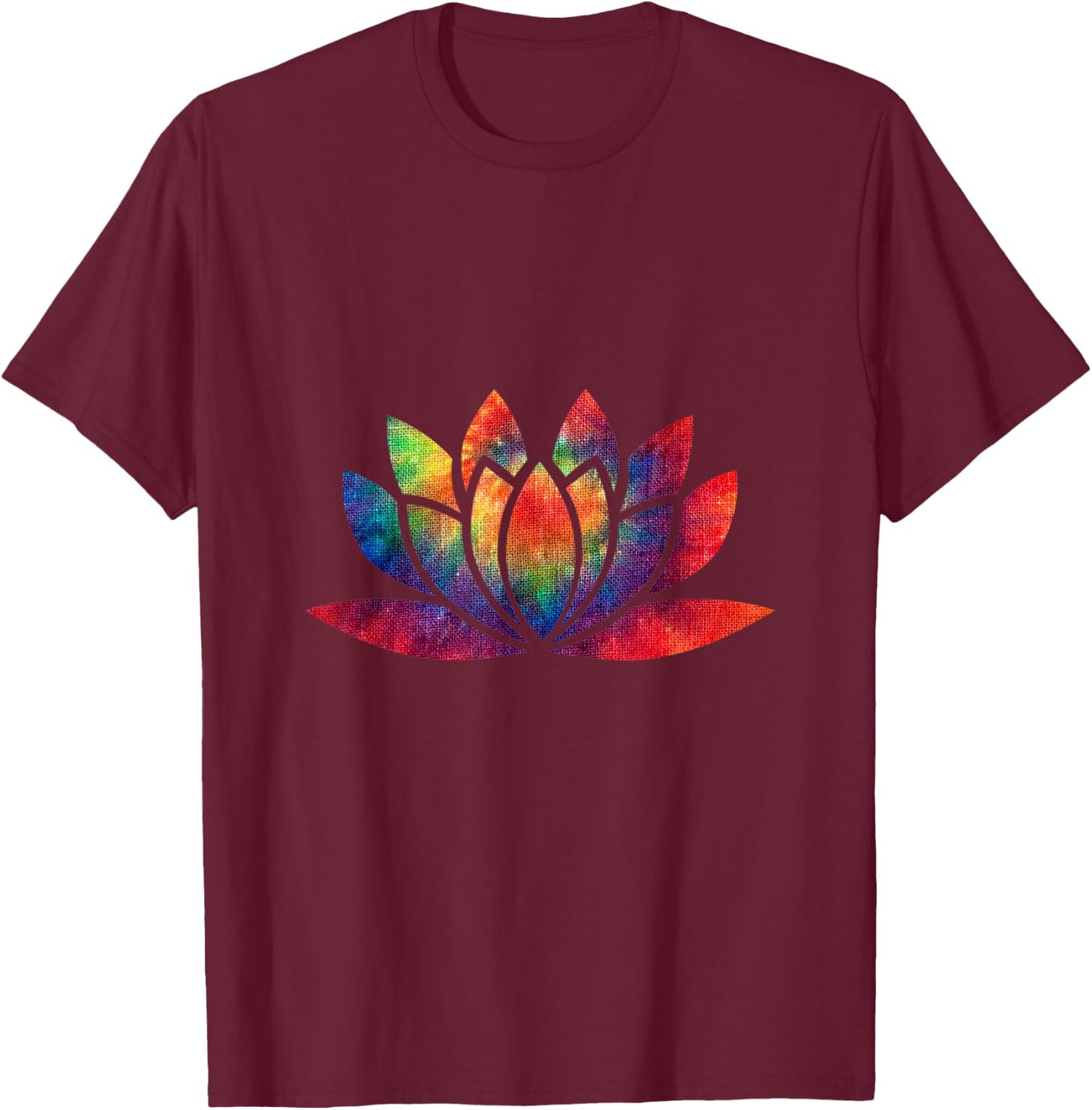 Tie Dye Lotus Flower Tie Dyed Spiritual Groovy Hamsa T Shirt T-Shirt - T-Shirt | Maroon