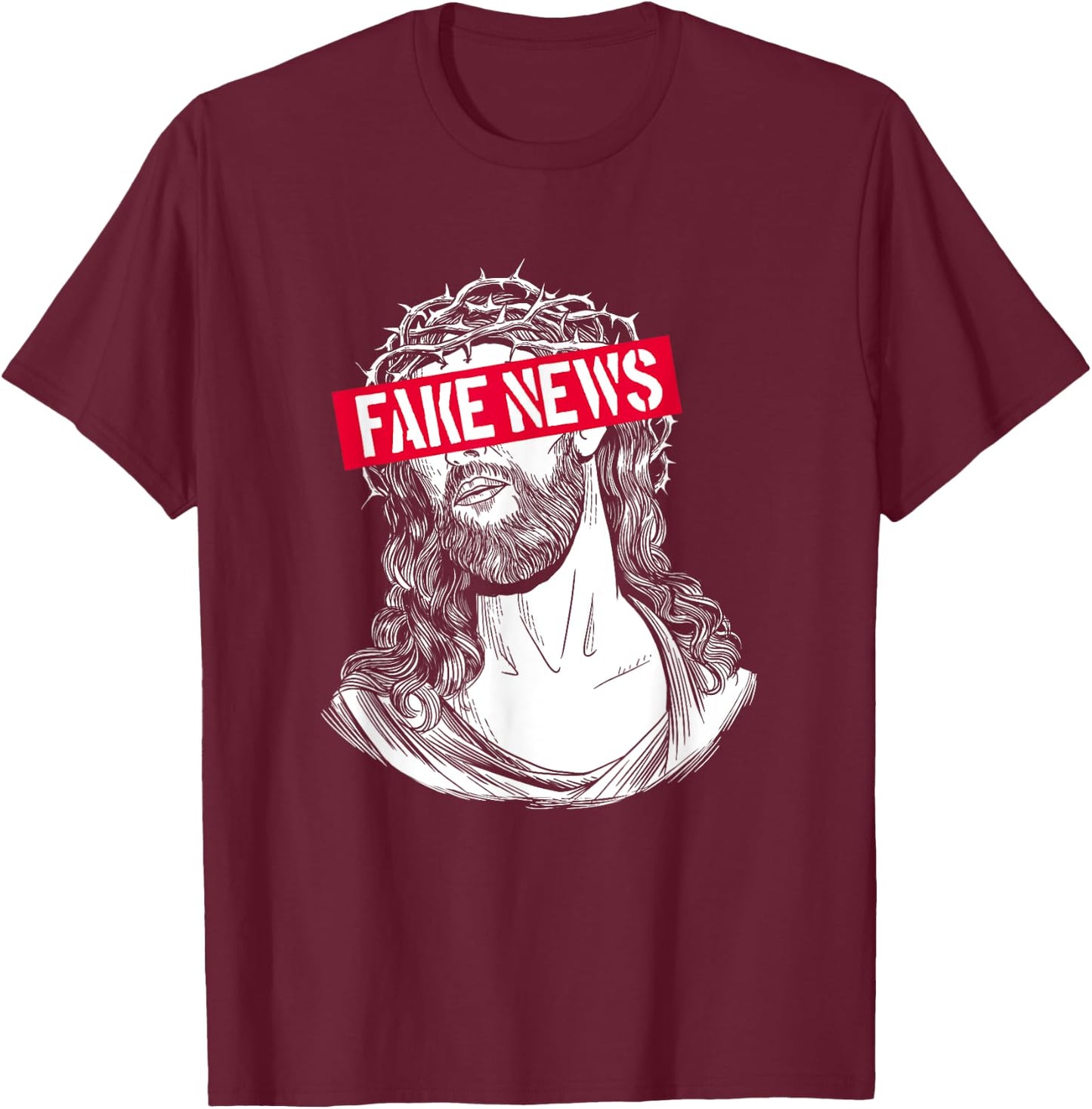 Blackcraft Anti-Christian Fake News Funny Jesus Atheist T-Shirt - T-Shirt | Maroon