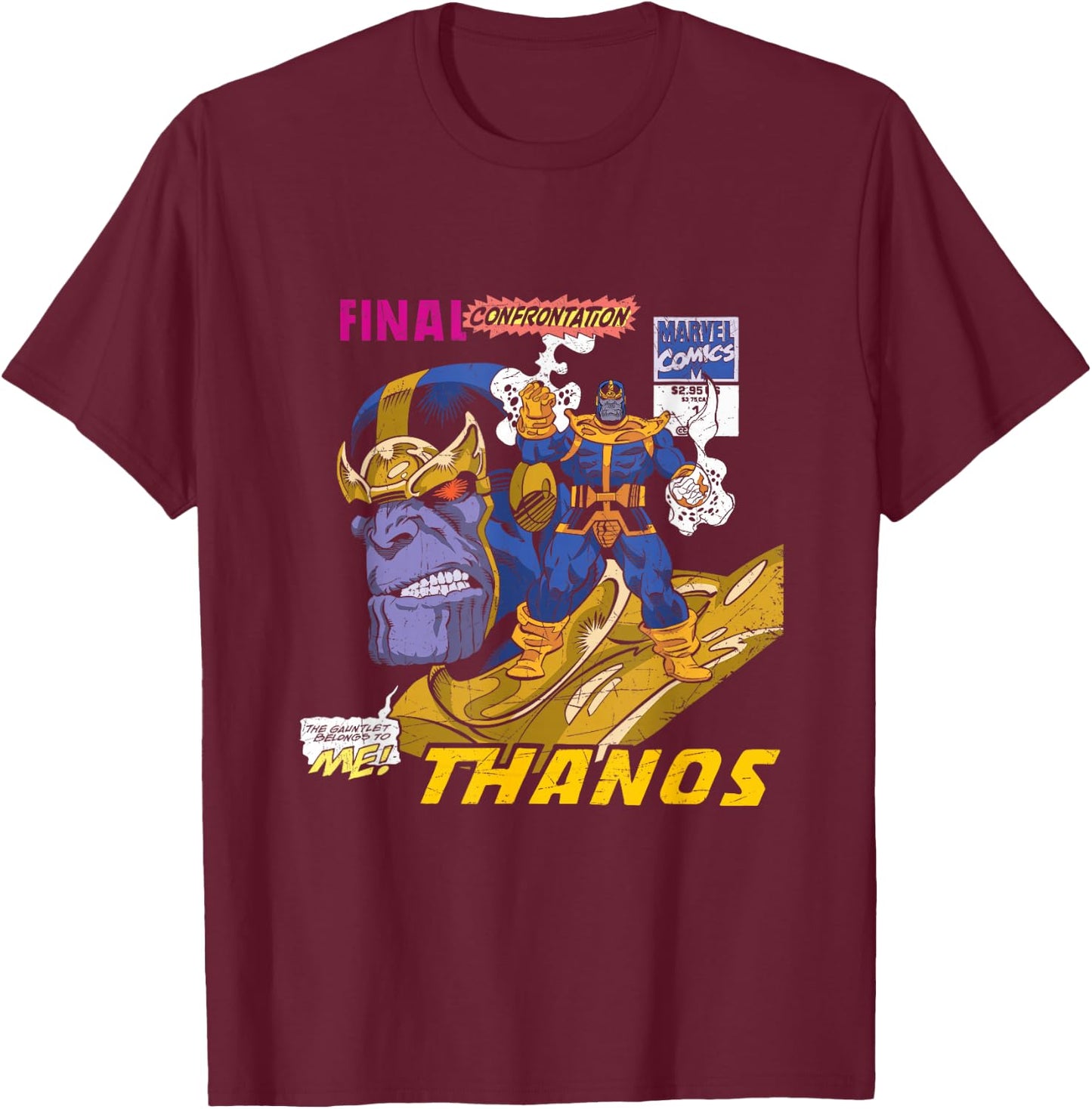 Marvel Comics Thanos Final Confrontation Retro T-Shirt - T-Shirt | Maroon