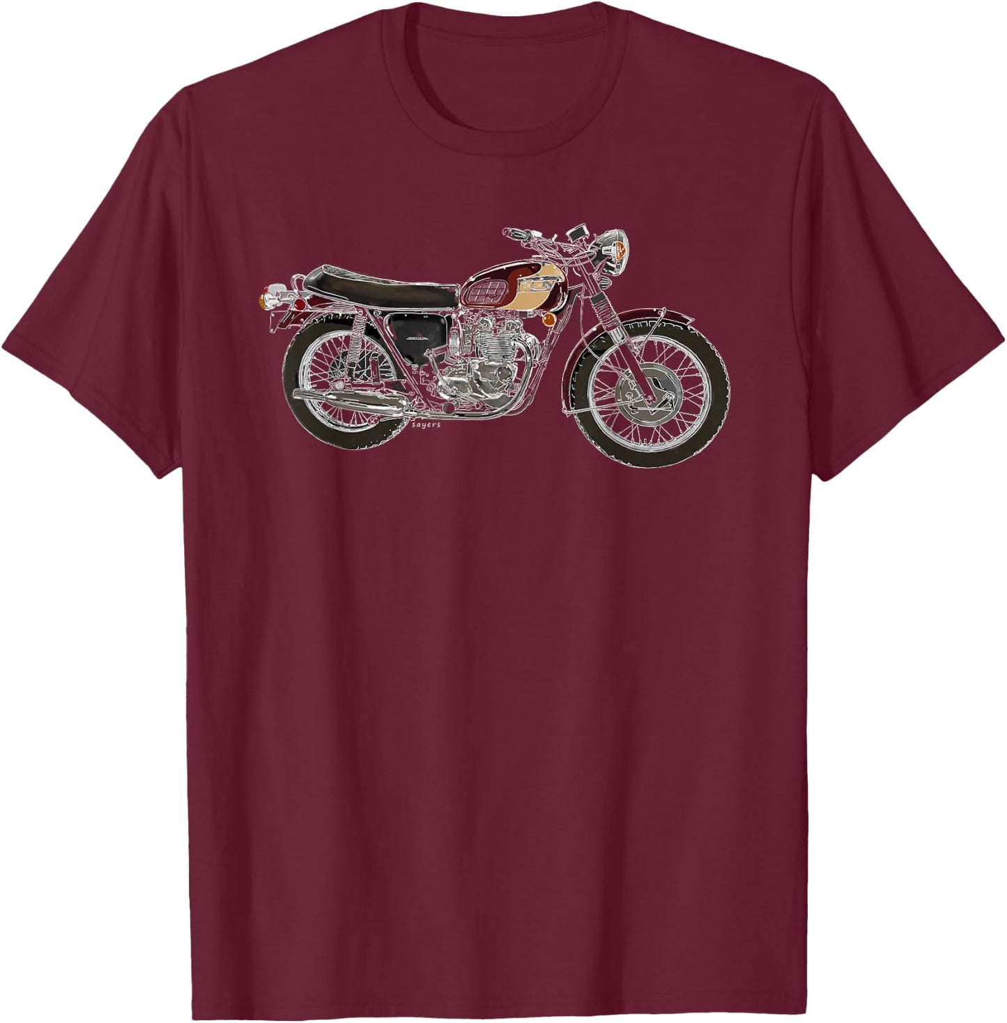 Vintage Original Illustration British Motorcycle T Shirt T-Shirt - T-Shirt | Maroon