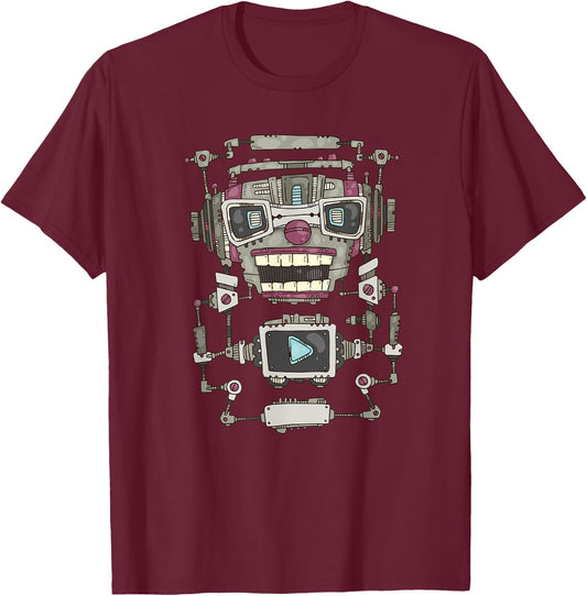 Robotics Robot Design Club AI Engineering Retro T-Shirt - T-Shirt | Maroon