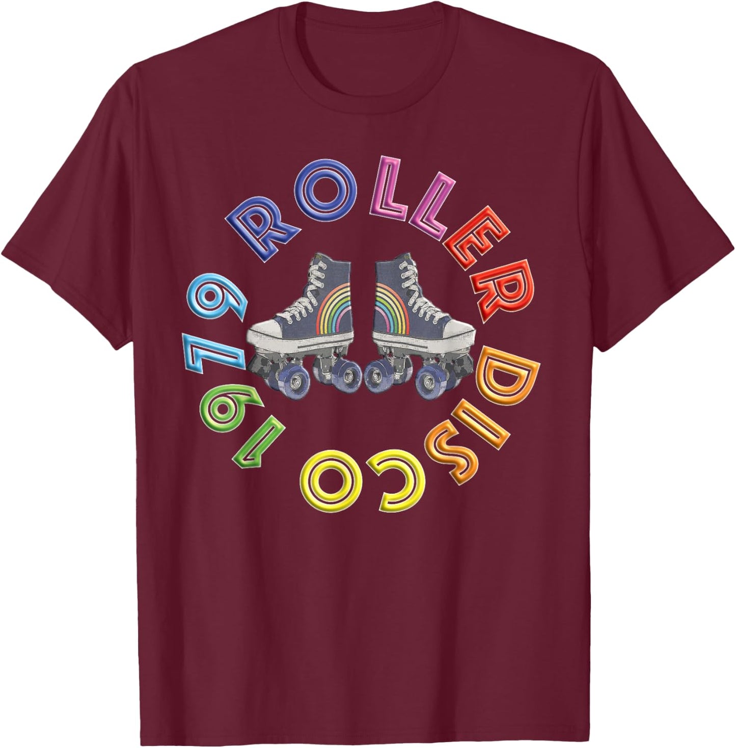 Roller Disco 1979 Skating Rink Vintage Retro Fun T-Shirt - T-Shirt | Maroon