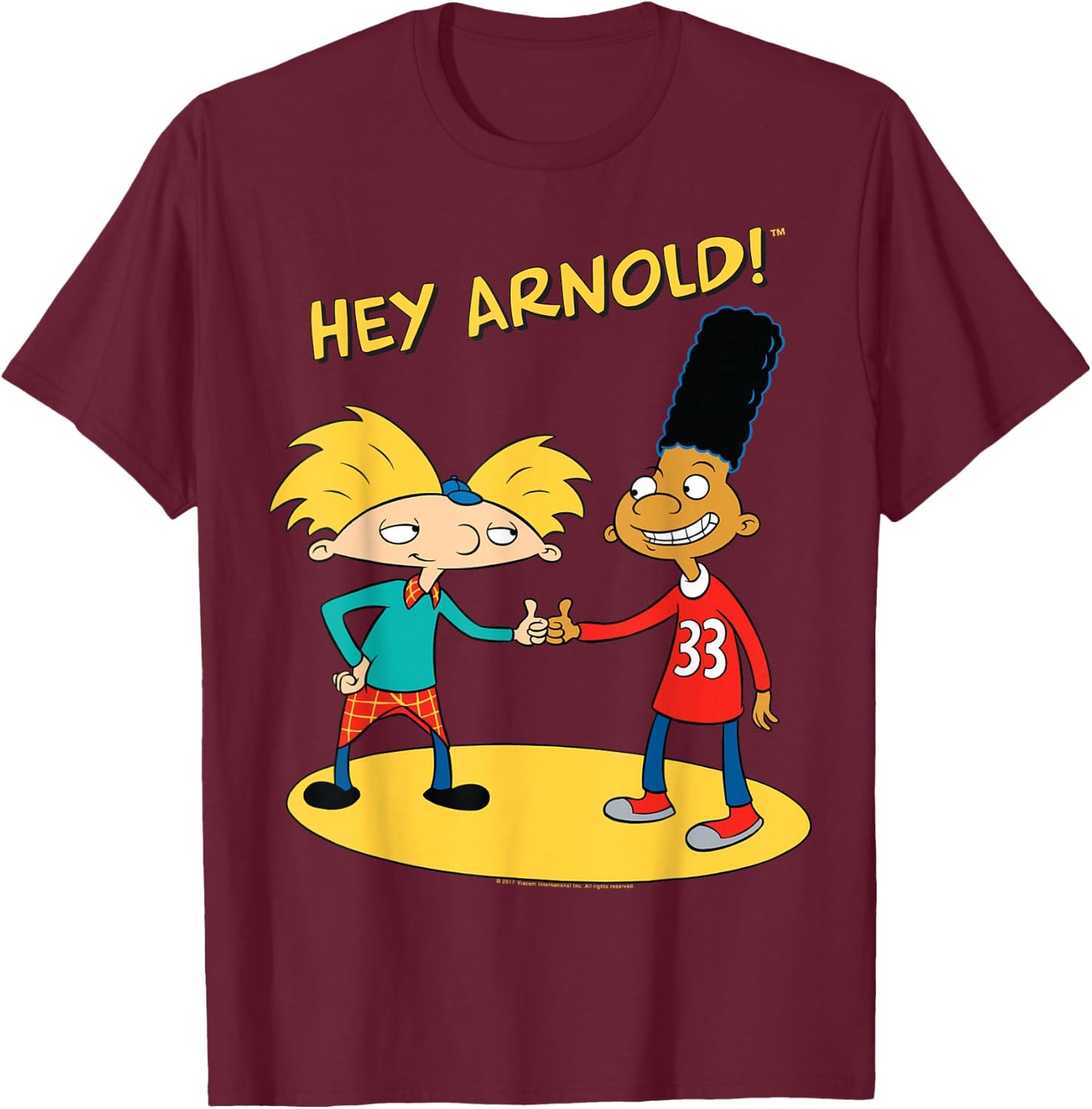 Hey Arnold Characters Handshake T-Shirt - T-Shirt | Maroon