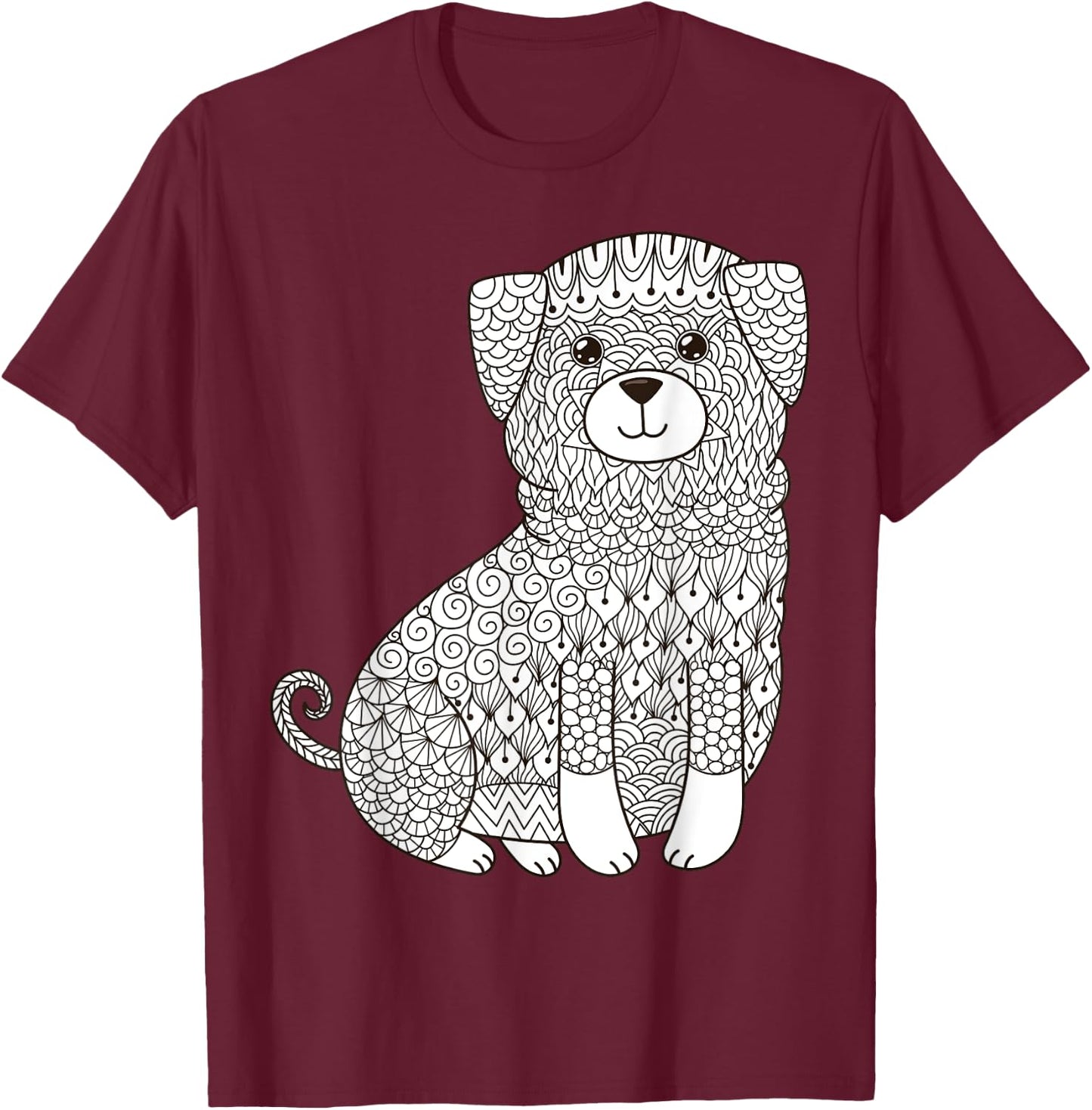 Lovable Mutt Dog - Color Your Own Colorific Design Women Kids T-Shirt - T-Shirt | Maroon