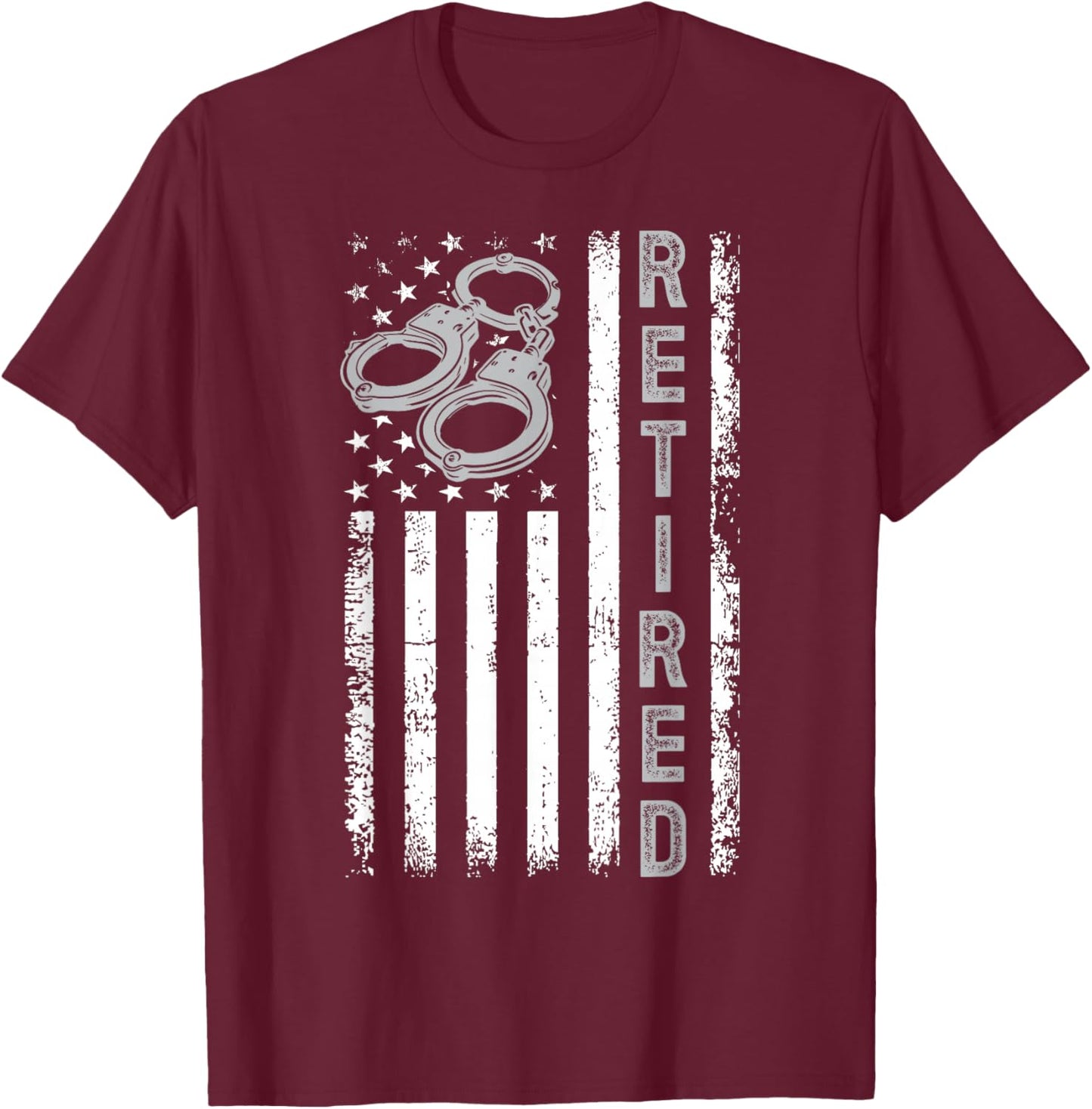 Retired Correctional Officer Retirement American Flag T-Shirt - T-Shirt | Maroon