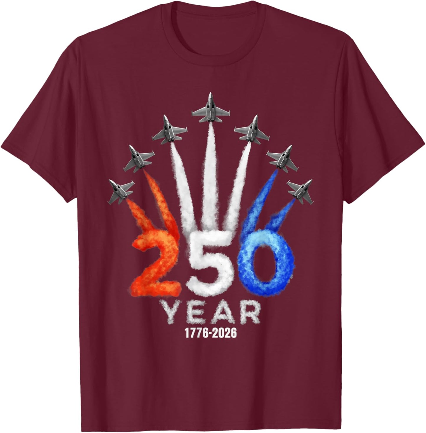 250 Years American 1776 2026 250th USA Patriotic 4th of July T-Shirt - T-Shirt | Maroon