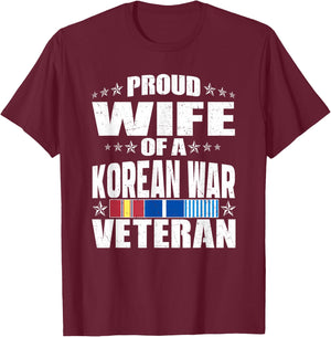 Proud Wife Of A Korean War Veteran Military Veterans Spouse T-Shirt - T-Shirt | Maroon