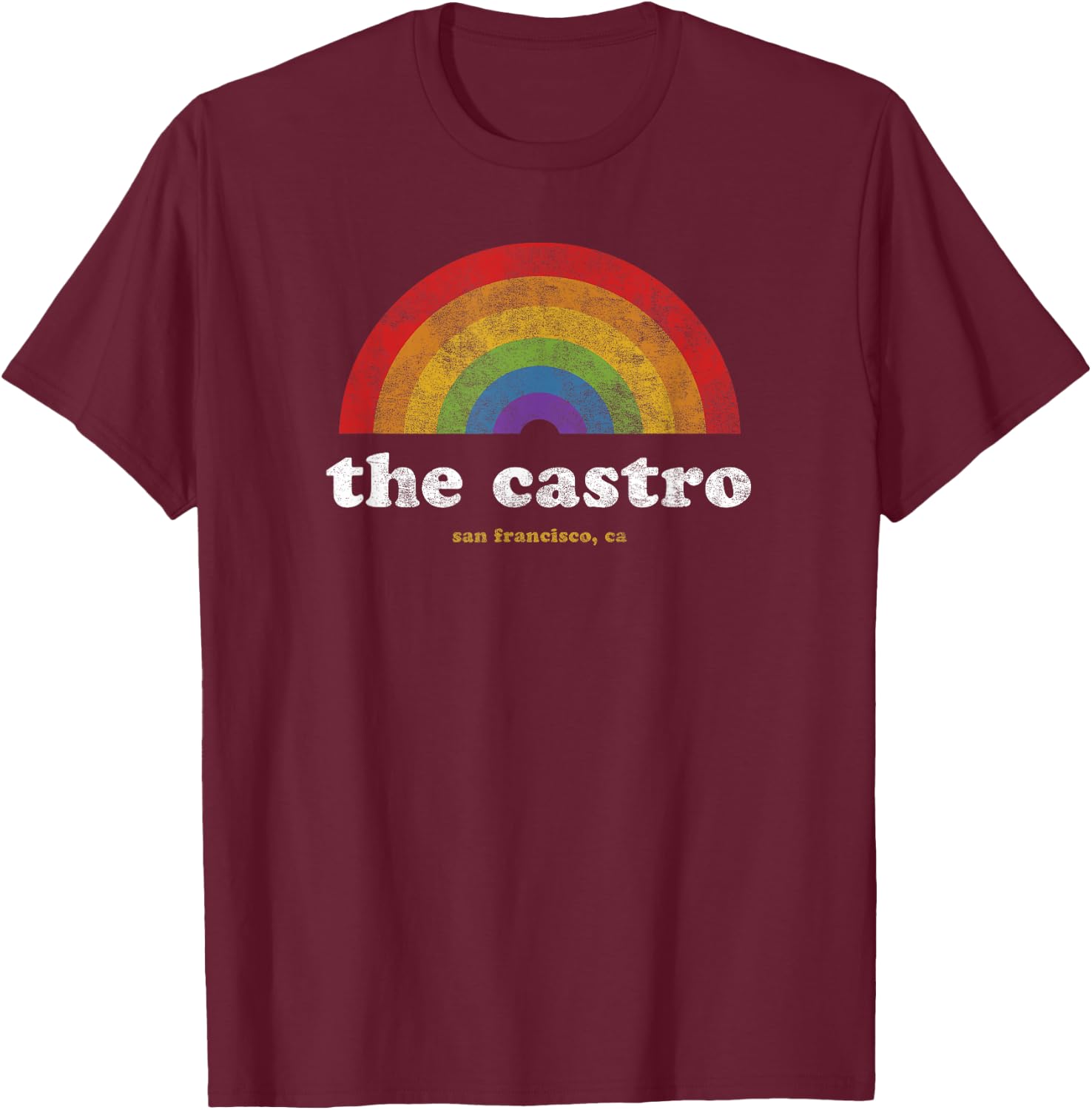 Gay Pride Shirt Castro San Francisco California Retro T-Shirt - T-Shirt | Maroon