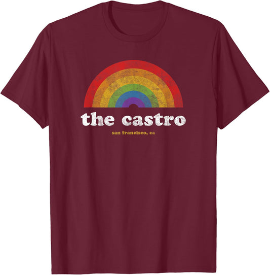 Gay Pride Shirt Castro San Francisco California Retro T-Shirt - T-Shirt | Maroon