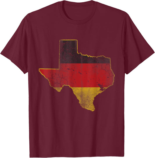 Texas German American Flag Texan Germany Deutschland T-Shirt - T-Shirt | Maroon