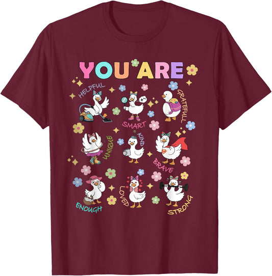 You are Smart Brave Strong Kind Loved Goose Teacher Kids T-Shirt - T-Shirt | Maroon