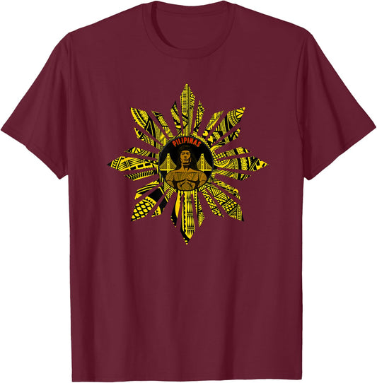 Filipino Heritage California T Shirt Lapu Lapu Warrior T-Shirt - T-Shirt | Maroon