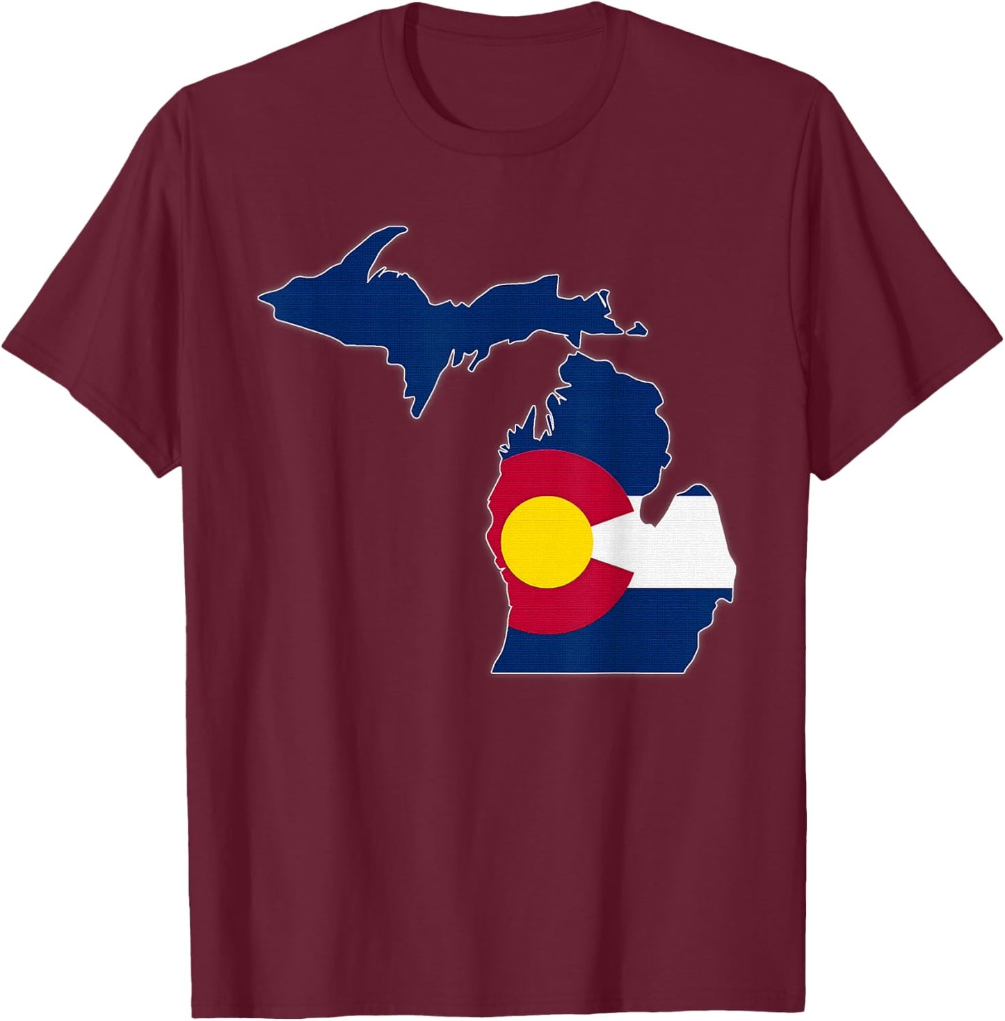 MICHIGAN STATE MAP COLORADO CO Flag Roots Men Women Gift T-Shirt - T-Shirt | Maroon