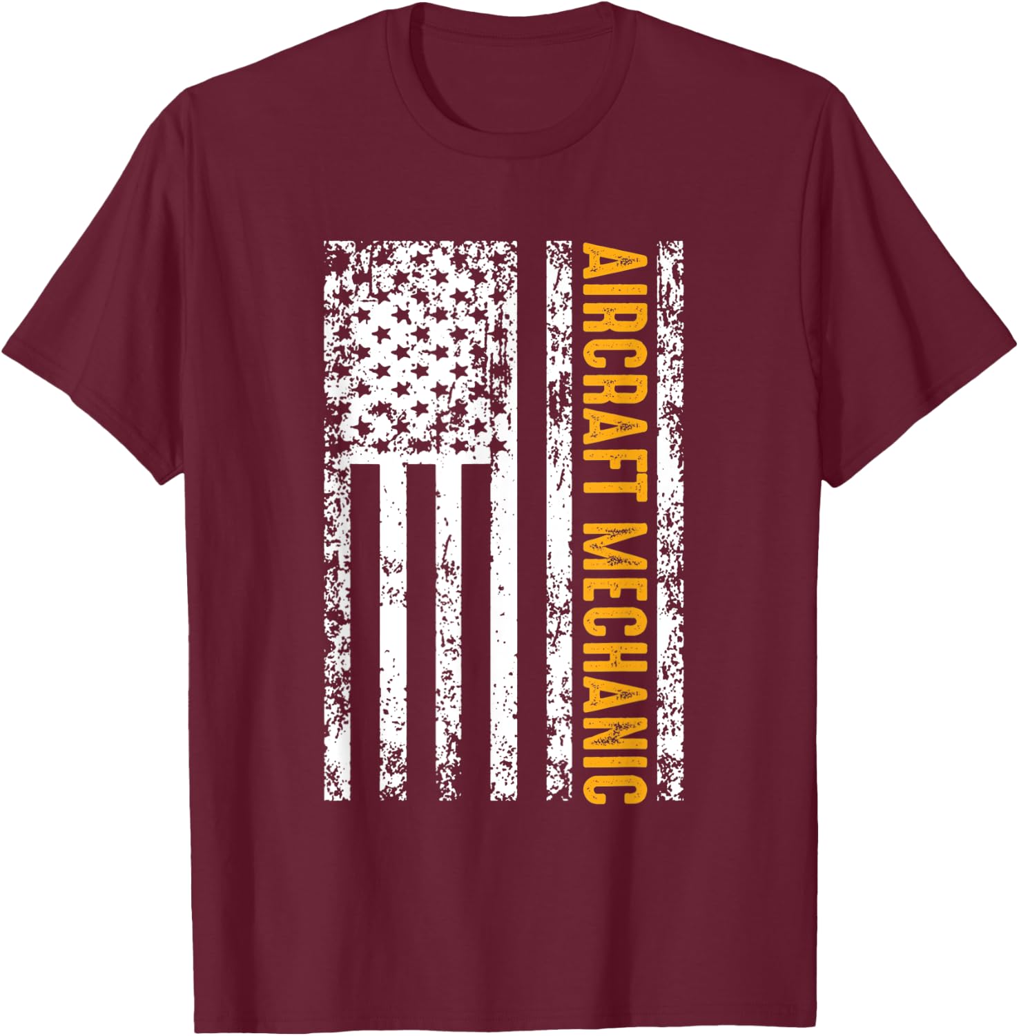 Aircraft Mechanic USA Flag Airplane Gift Men T-Shirt - T-Shirt | Maroon