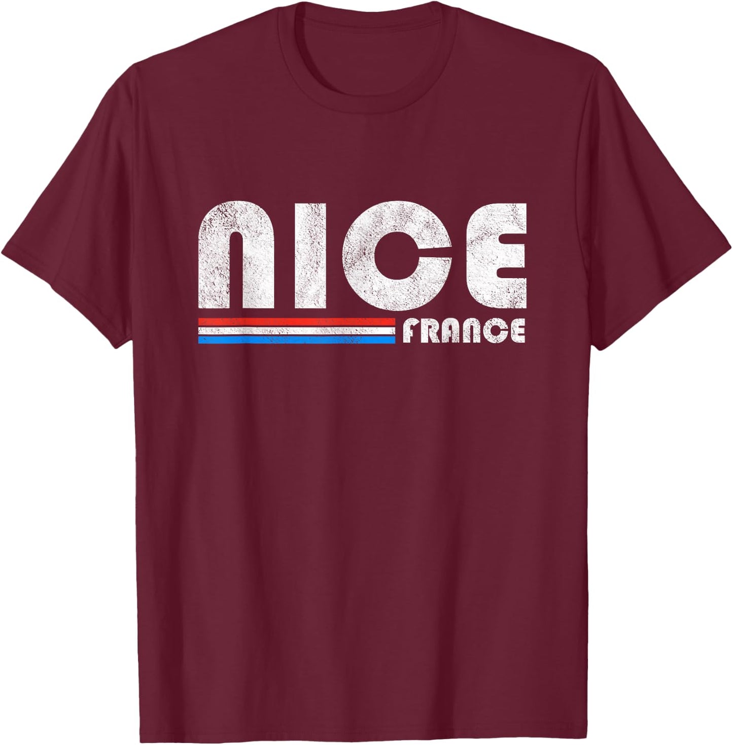 Nice France Retro Vintage Travel Vacation Gift T-Shirt - T-Shirt | Maroon