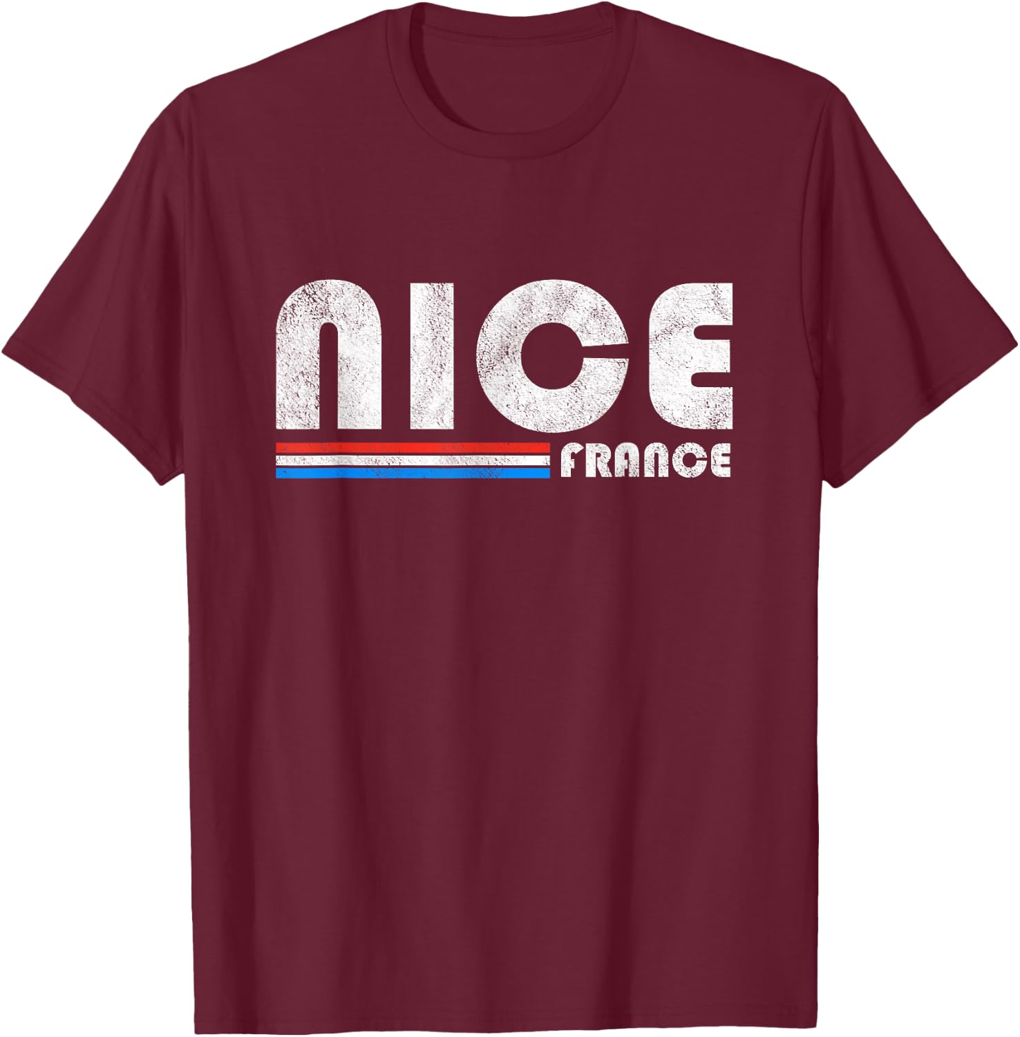Nice France Retro Vintage Travel Vacation Gift T-Shirt - T-Shirt | Maroon