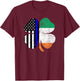 St Patricks Day Thin Blue Line American Irish Flag Police T-Shirt - T-Shirt | Maroon
