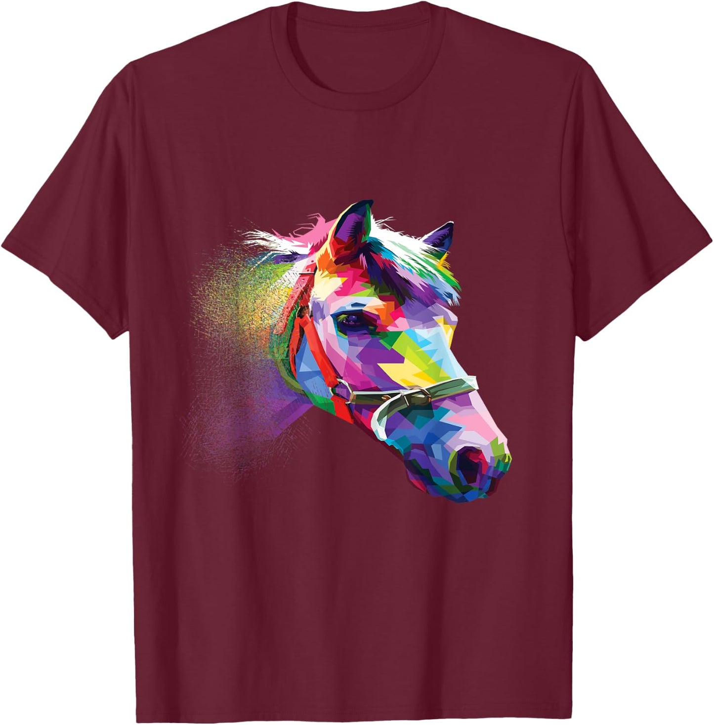 Horse Shirt Colorful Horse's head Pop Art T-Shirt - T-Shirt | Maroon
