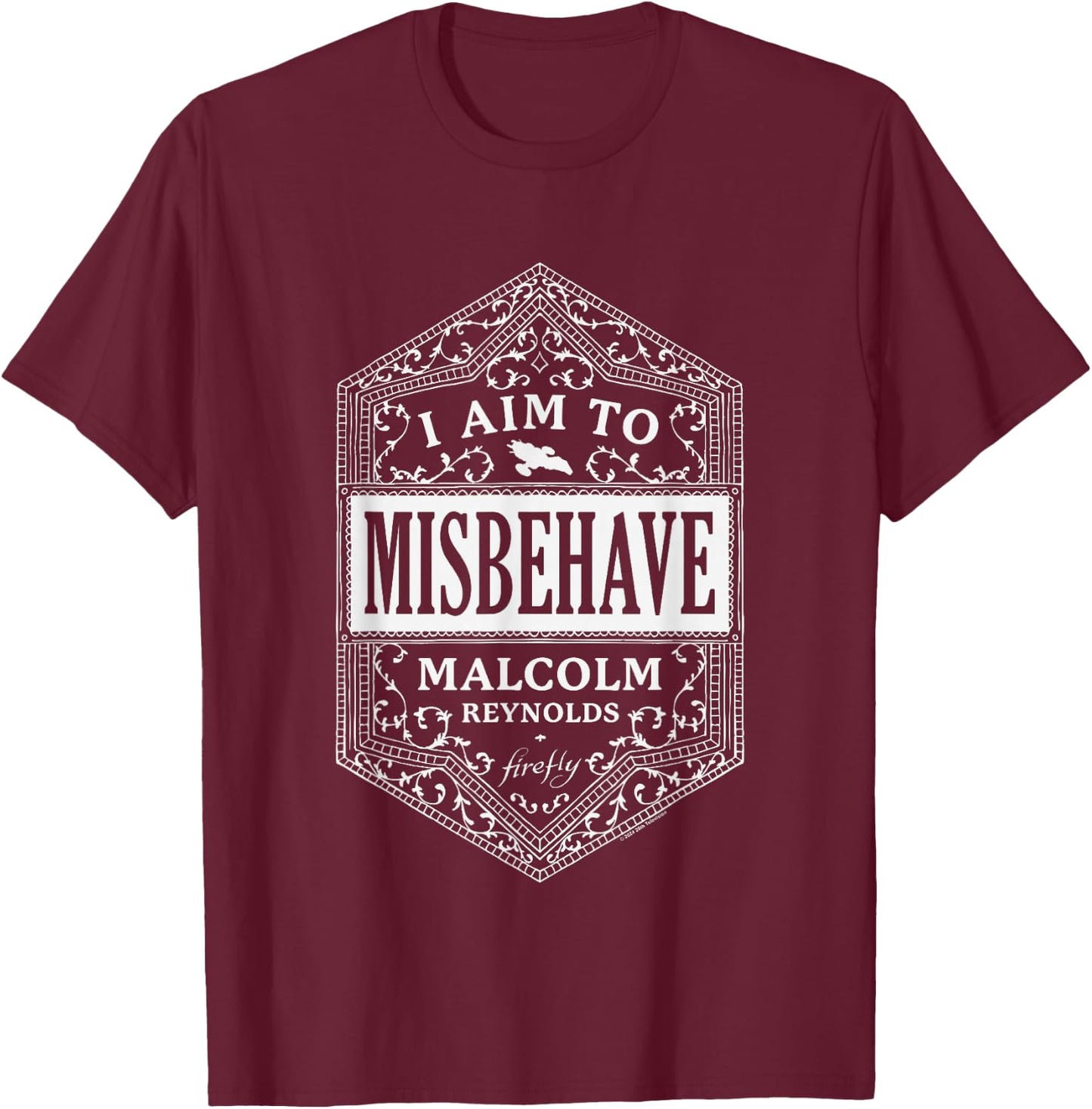 Firefly I Am To Misbehave Malcom Reynolds Frame Big Logo T-Shirt - T-Shirt | Maroon